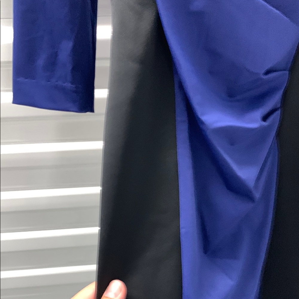 Blue Asymmetrical Ruched Sheath Dress - Picture 8 of 13